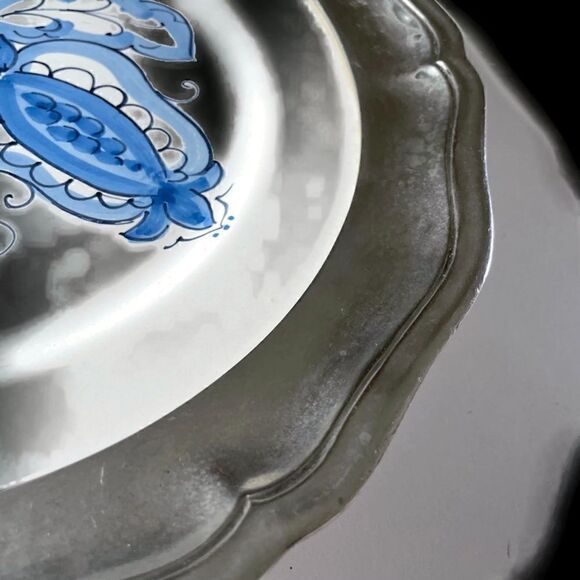 Arte Italica Veranda Blue Pewter Rim Dinner Plate - Picture 4 of 5